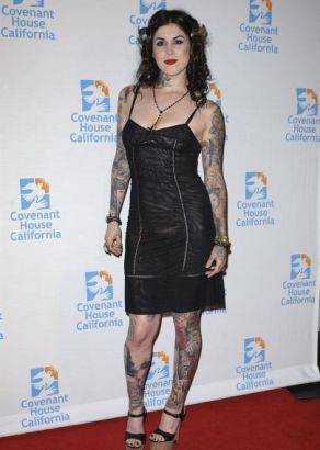 Kat Von D Leg And Arm Tattoo